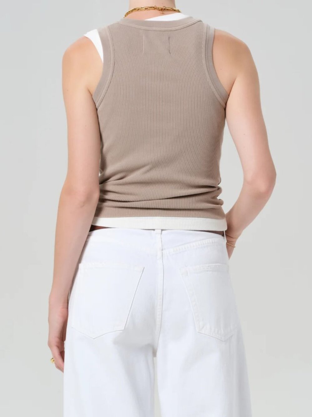 Citizens of Humanity Isabel Rib Tank Top beige Small Sandal - Picture 2 of 6
